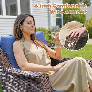 English Elm 2 Person Pe Rattan Swivel Rocker Set with Mosaic Side Table Patio Seating T3773P417906