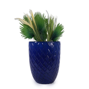 English Elm Ceramic Modern Flowerpot - Handcrafted Dark Blue Planter For Stylish Indoor & Outdoor Spaces W3273P326365
