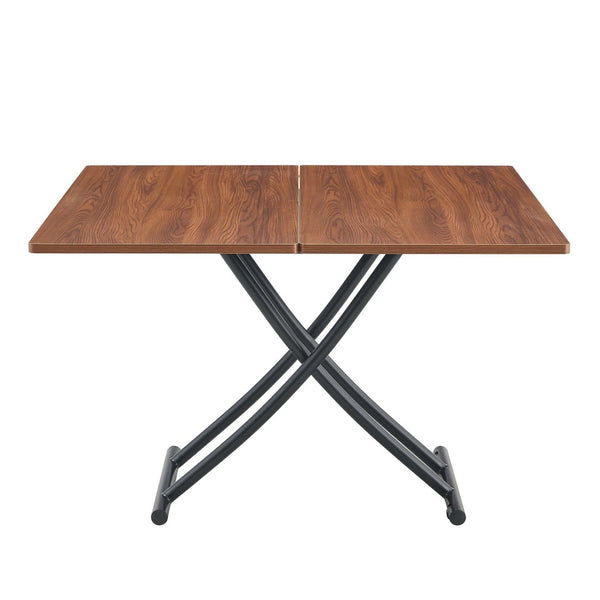 English Elm Modern Adjustable Lift Table Walnut Grain Mdf Top Slim Metal Legs Home Office Use Black + Dark Walnut W1151P303874