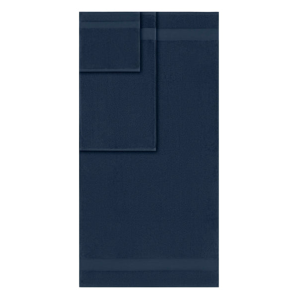 JLA Home Madison Park Signature - Cotton Luxurious 6-Piece Turkish Bath Towel Set 600 GSM Oversized Plush Dobby Border, OEKO-TEX Certified Navy MPS73-468