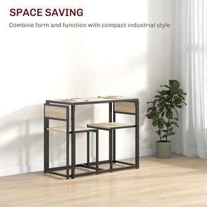 English Elm Homcom Industrial 3 Piece Dining Set Steel Legs Mdf Top Compact Kitchen Seating Oak W2225P229083