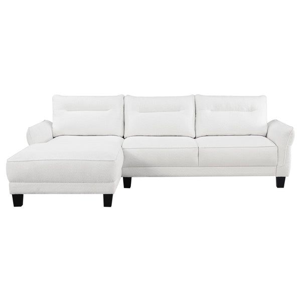 English Elm Granholm Teddy Bear Fabric Sectional Sofa with Curved Arms and Tapered Wood Legs B062S01454