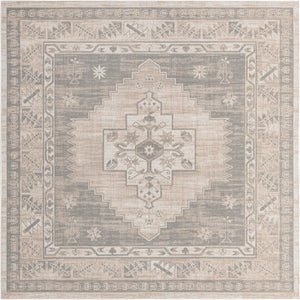Unique Loom Whitney Geneva Machine Made Border Rug Mink, Light Brown/Ivory 7' 10" x 7' 10"