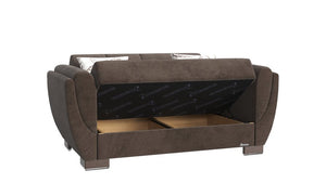 English Elm PrimeNest NimbusFlow Collection Upholstered Convertible Loveseat with Storage, Sleeper, Chenille Comfort Brown B030P281736