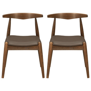 English Elm [video] Rubberwood Dining Chairs Set of 2 Faux Leather Ergonomic Retro Splayed Leg Design Brown,Walnut N759P386879D