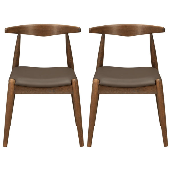 English Elm [video] Rubberwood Dining Chairs Set of 2 Faux Leather Ergonomic Retro Splayed Leg Design Brown,Walnut N759P386879D