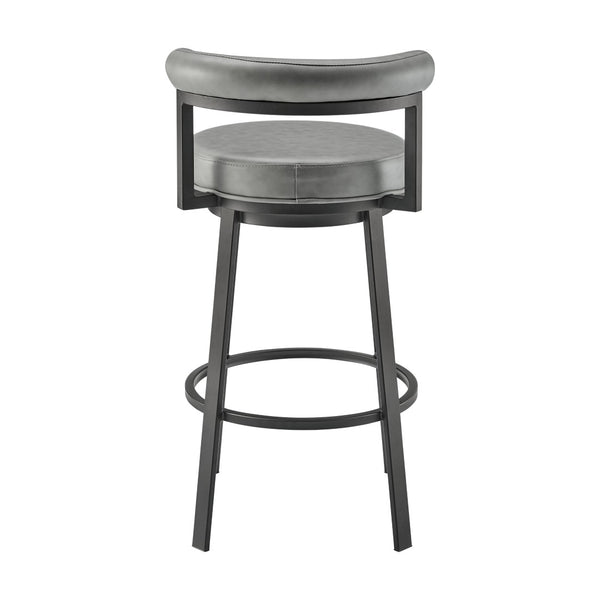 English Elm Reuben Swivel Counterstool with Faux Leather Seat and Industrial Black Metal Frame Gray B2736P464847