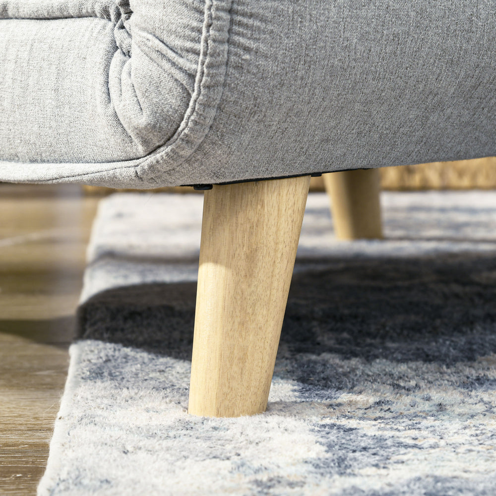 English Elm HOMCOM Convertible Chair Bed with 6-Position Backrest, Linen Feel Sleeper Chair, Space-Saving Bed W2225P217713