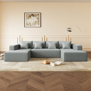 English Elm Corduroy U Shaped Sectional Sofa Couch - Reversible Comfort & Spacious Design For Modern Homes W1765S00120-GIGA