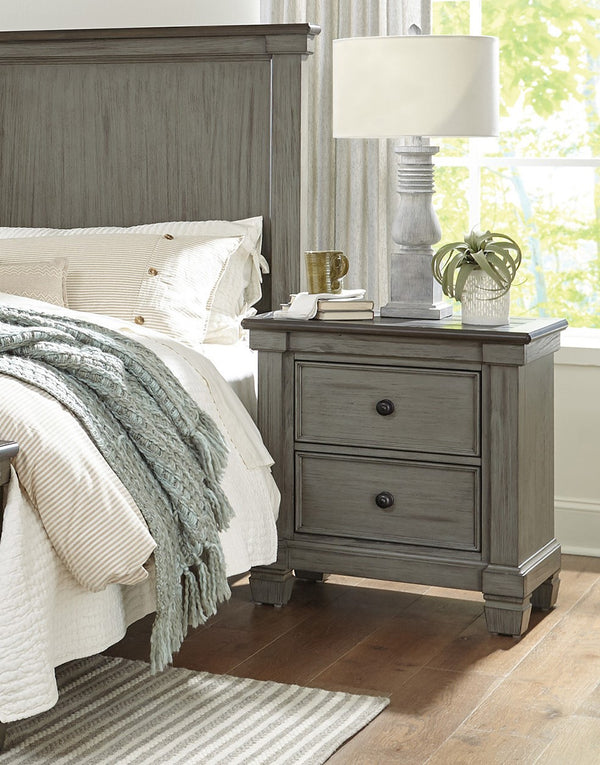 English Elm Transitional-Rustic Weaver 2-Drawer Nightstand in Antique Gray & Coffee Plank Top, Pine/Oak Rustic Charm B011P240234