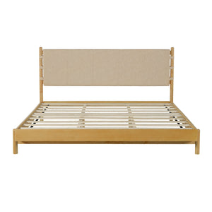 English Elm Christopher Knight Home® - Premium Rubber Wood Platform Bed Frame - King Size With Headboard, Elegant Mid-Century Design In Beige N770P288597A_N770P288598A