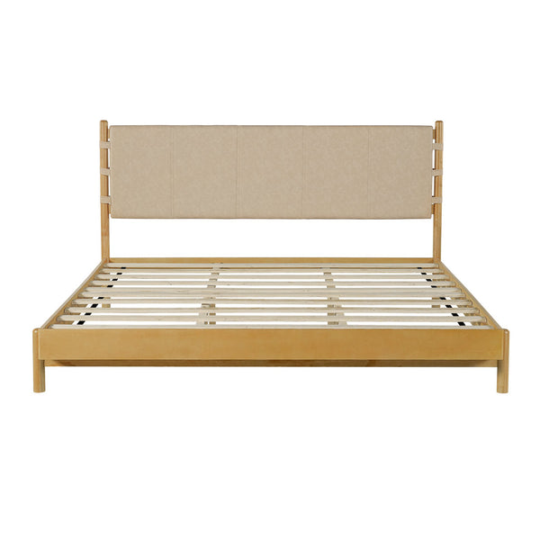 English Elm Christopher Knight Home® - Premium Rubber Wood Platform Bed Frame - King Size With Headboard, Elegant Mid-Century Design In Beige N770P288597A_N770P288598A