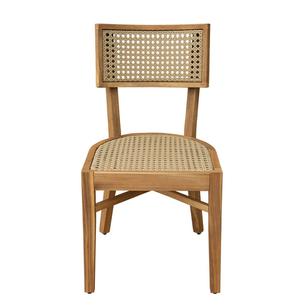 English Elm Christopher Knight Home® - Netro Acacia Wood Dining Chair Set of 2 with Light Brown Wicker Rattan Backrest Rustic Teak Comfort (96) N775P321708T