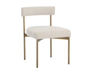 Sunpan Seneca Dining Chair Set of 2 - Modern Open Back Design with Stylish Steel Frame for Contemporary Homes Antique Brass / Danny Ivory