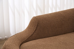 English Elm Ly-048 Sculpted Chenille Chaise Lounge Convertible Sleeper Sofa for Modern Living Spaces Caramel W2231P401723