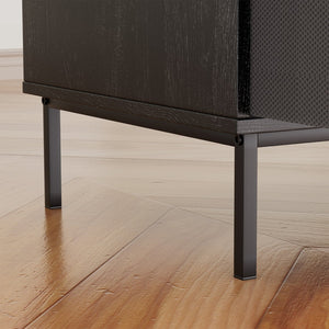 English Elm Record Player Stand with Vinyl Storage Mid-century Wood Console for Living Room T2398P438827