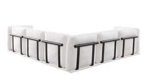 English Elm 102 Inch Linen Modular Sectional Sofa with Hidden Storage and Cloud Cushion Comfort White W1099S00186