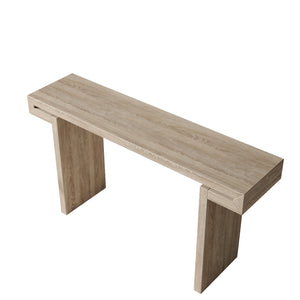 English Elm 60inches Rustic Farmhouse Console Table with Distressed Wood Veneer, Narrow Entryway Sofa Accent Piece Natural Wood W1445P330980