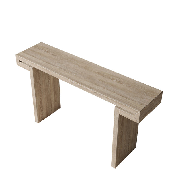 English Elm 60inches Rustic Farmhouse Console Table with Distressed Wood Veneer, Narrow Entryway Sofa Accent Piece Natural Wood W1445P330980