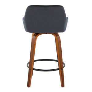 English Elm Daniella Contemporary 26" Fixed-Height Swivel Counter Stool Set of 2 with Bent Wood Legs & Padded Backrest Black B202S00238