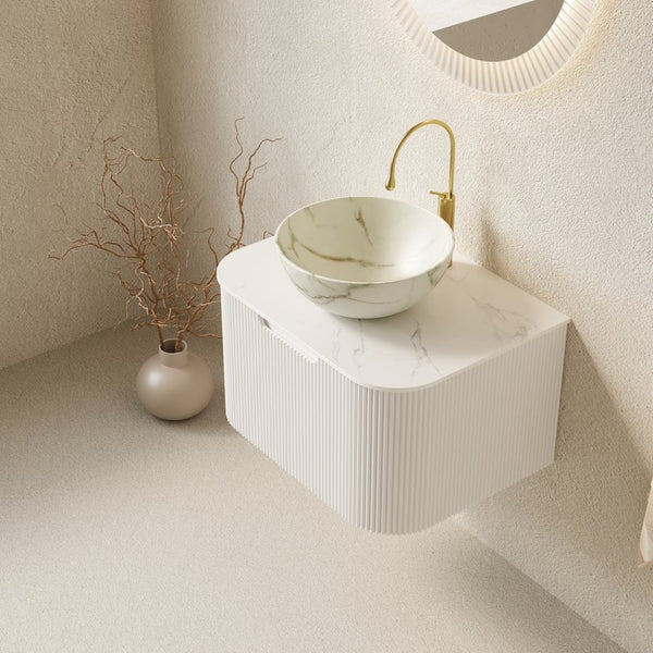 English Elm Dina Floating Bathroom Vanity with Sintered Stone Top and Crystal Glass Basin W2615S00717