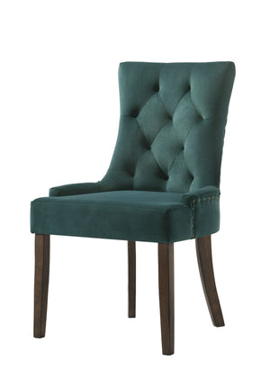 English Elm Farren Green Velvet Side Chair Set of 2 with Tufted Back, Nailhead Trim & Weathered Oak Legs B2726P264606