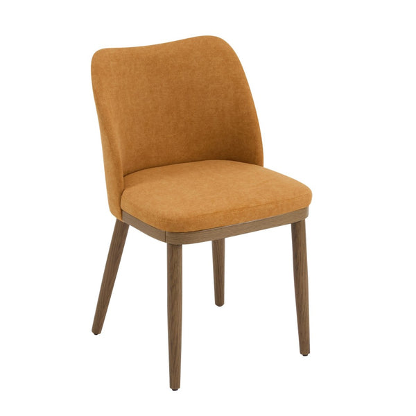 English Elm Dining Chair Set of 2 Mid-century Walnut Wood Frame Upholstered Seat and Back Ginger N771P237036R