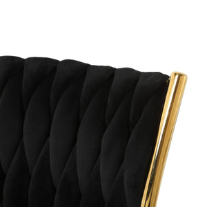 English Elm Modern Velvet Upholstered Dining Chairs Set of 2 with Electroplated Legs for Kitchen Black W210P301582
