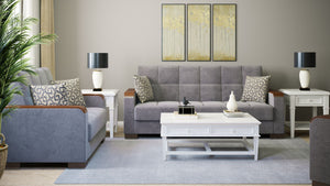 English Elm PrimeNest ZenAero X Upholstered Convertible Loveseat with Storage, Microfiber Comfort, Space-Saving Design Gray B030P281765