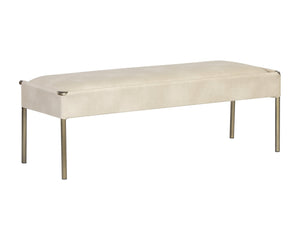 Sunpan Bellevue Upholstered Bench with Antique Brass Frame - Stylish, Unique Textures for Modern Spaces Bravo Cream