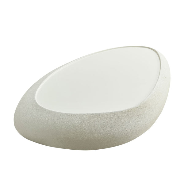 English Elm 47.24''fiberglass Oval Coffee Table Faux Stone Finish Sculptural Low Profile Living Room White W2582P431179