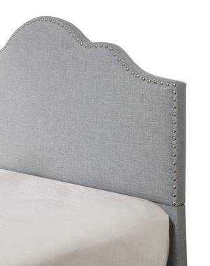 English Elm Wallace & Bay - Gray Cal King Upholstered Bed with Light Gray Fabric, Transitional Style, Easy-Care Design, Plush Headboard B361P384473
