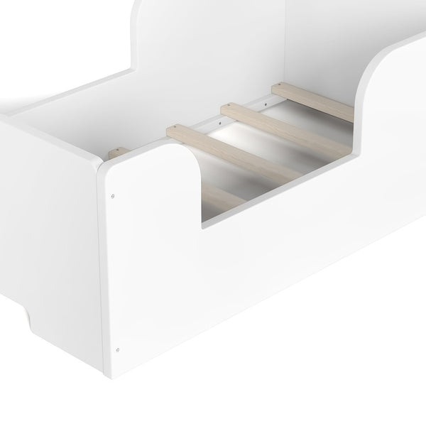 English Elm Toddler Bear Shaped Pine Floor Bed Low Profile Frame Safe Rounded Edges Kids Room White W1580P373252