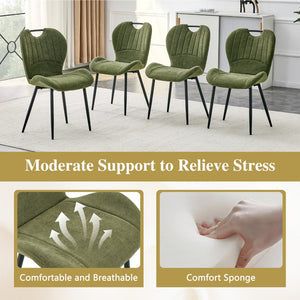 English Elm Set of 4 Olive Fabric Dining Chairs Ergonomic Cushion Black Steel Frame Modern Black+Green W1151P454883