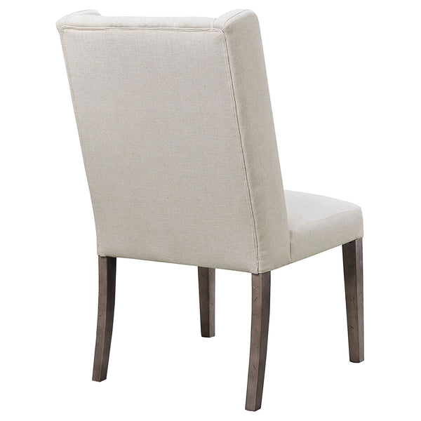 English Elm Lily Tufted Beige & Dark Brown Upholstered Dining Side Chair Set of 2 — Plush Cushioning, Elegant Comfort, Hardwood Frame B062P328706