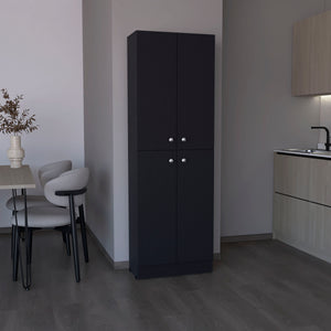 English Elm Kitchen Pantry Tall Cabinet 71" H with 4 Doors and 5 Adjustable Shelves for Organized Storage and Laundry Black 42.91 L x 28.74 W x 5.12 H B097P221376