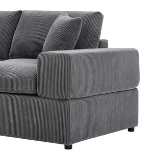 English Elm Corduroy Modular Sectional Sofa with Dual Ottomans for Flexible Living Room Seating Dark Gray B2748S00022