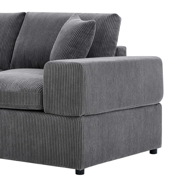 English Elm Corduroy Modular Sectional Sofa with Dual Ottomans for Flexible Living Room Seating Dark Gray B2748S00022