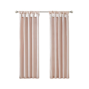 JLA Home Madison Park - Twist Madison Park Emilia Faux Silk Lined Curtain Panel with Twist Tab Top for Tailored Elegance Blush MP40-6324