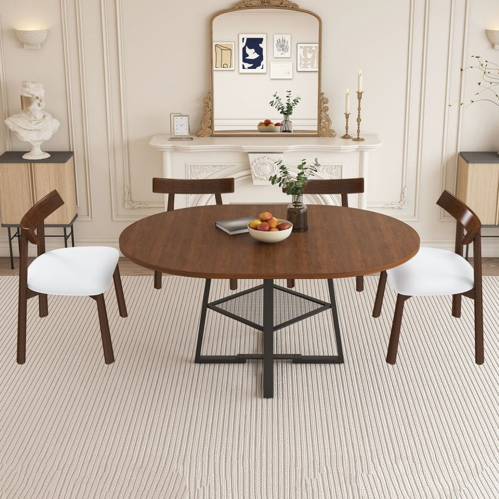 English Elm 59-inch Expandable Glass Top Dining Set Seats 8 with Upholstered Chairs X-base W2700S00112