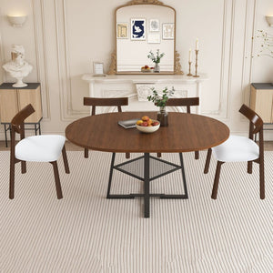 English Elm 59-inch Expandable Glass Top Dining Set Seats 8 with Upholstered Chairs X-base W2700S00112