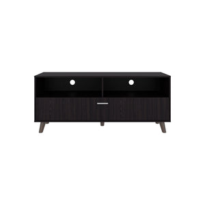 English Elm Coy Modern TV Stand for Living Room in Black - Engineered Wood, Open Shelves, Angled Legs, Sleek Storage (59.45") B092P315565