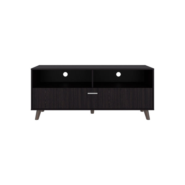English Elm Coy Modern TV Stand for Living Room in Black - Engineered Wood, Open Shelves, Angled Legs, Sleek Storage (59.45") B092P315565