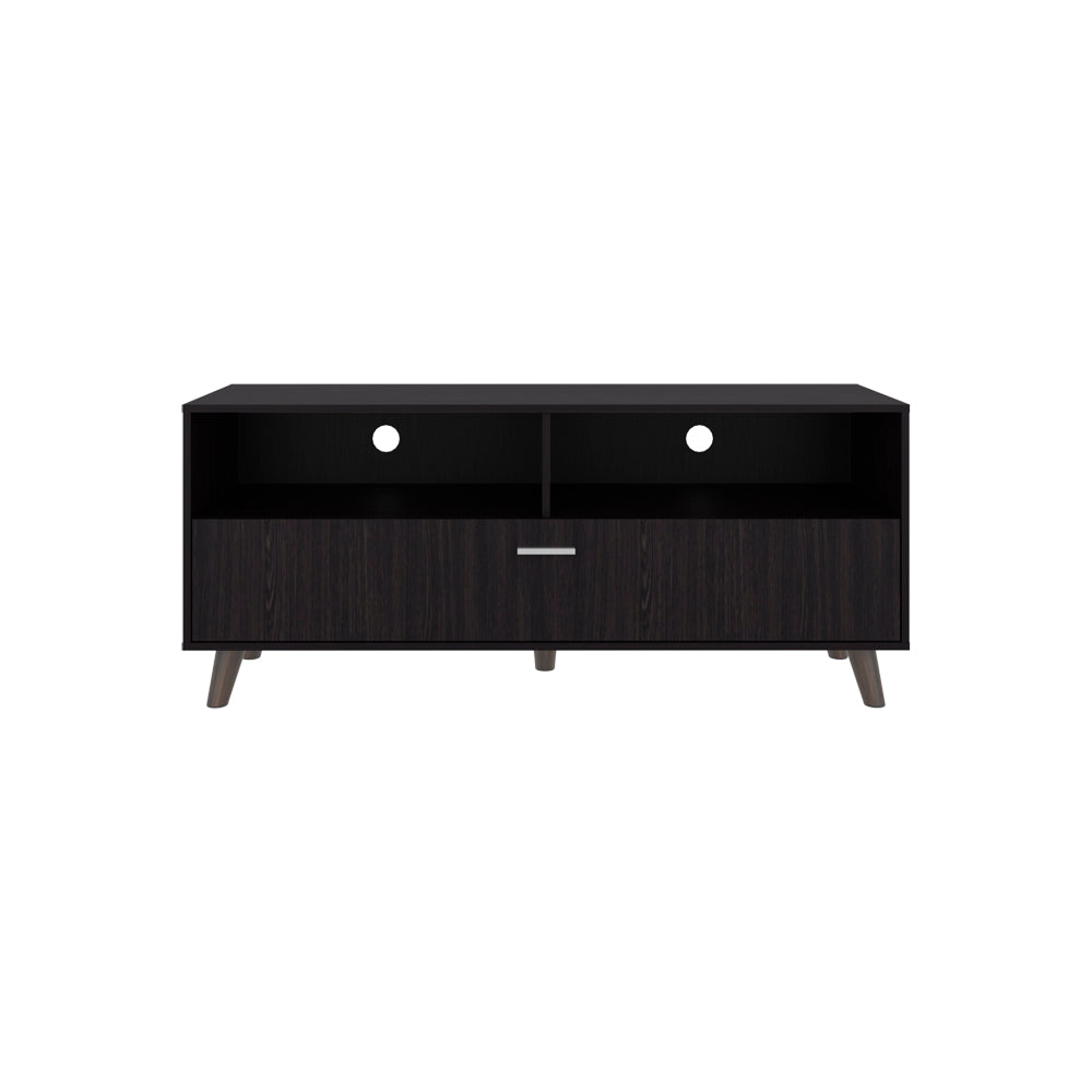 English Elm Coy Modern Black TV Stand with Angled Legs, Engineered Wood Entertainment Center, Spacious Storage and Sleek Design for Living Room (59.45" L) B092P315565