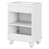 English Elm 24" White Modern Sleek Bathroom Vanity Elegant Ceramic Sink With Solid Wood Frame, Adjustable Shelf