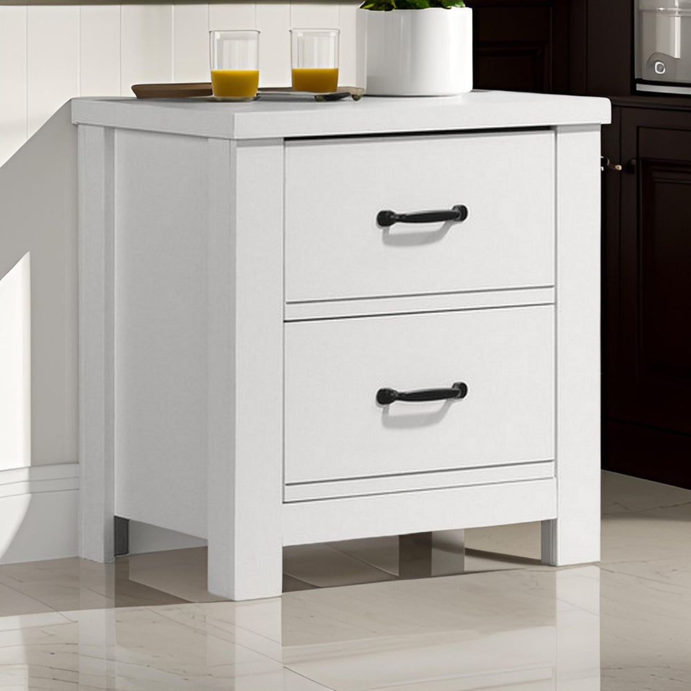 English Elm Jermy Two Drawer Nightstand White Mdf Build with Bold Black Hardware Bedroom Storage B056P416840