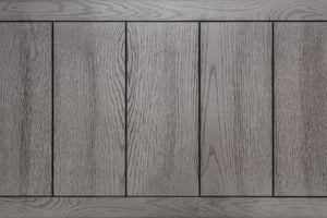 English Elm Antique Counter Height Dining Table 60" with 18" Leaf, Distressed White-Grey Finish, Built-In Wine Storage B011S01887