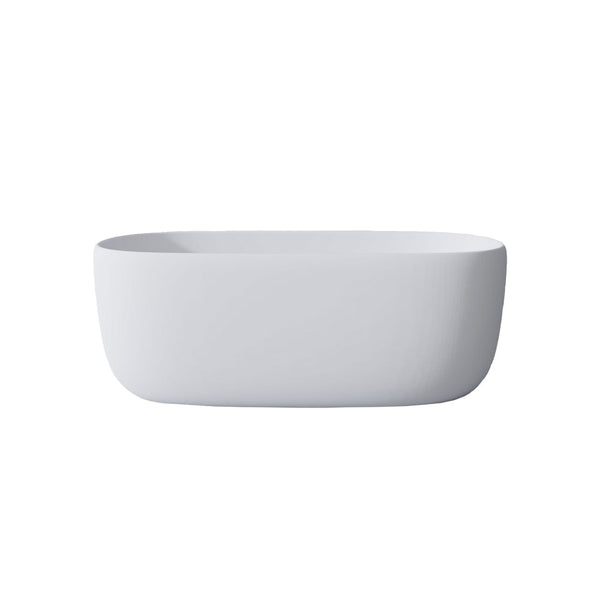 English Elm 51'' Stone Resin Freestanding Soaking Tub Matte White Spa Bath with Drain W2753P191225