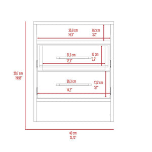 English Elm Philadelphia Nightstand with Two Drawers and Concealed Shelf, White & Light Oak Accent, Sleek Storage Design Brown 23 L x 23 W x 7 H B128P148957