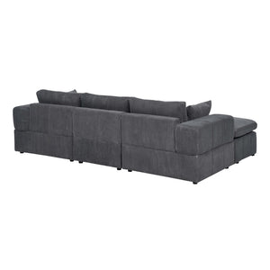 English Elm Large Corduroy Modular Sectional Sofa with Two Ottomans for Family Room Comfort Dark Gray B2748S00040